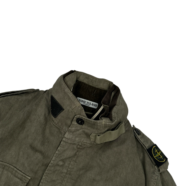 Stone Island 2005 Tan Shoulder Badge Lino Flax Dutch Rope Jacket - Large
