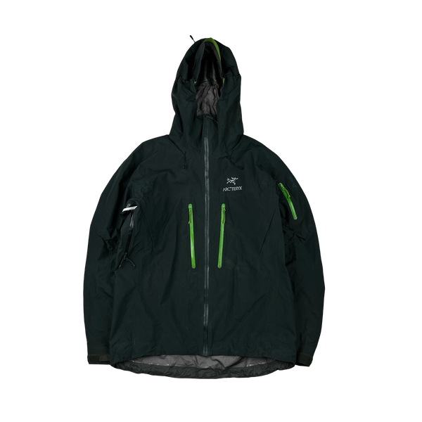 Arcteryx Green Lightweight Gore-tex Pro Zipped Hooded Jacket - Large
