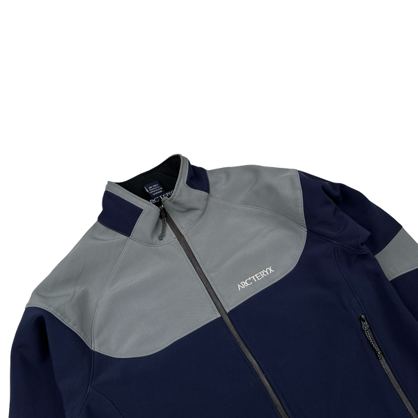 Arcteryx Navy Colour Block Soft Shell Thick Fleece Lined Zipped Jacket - Medium