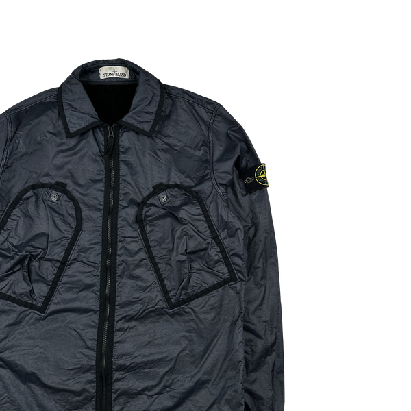 Stone Island 2020 Black Lamy Flock Zipped Overshirt - Small