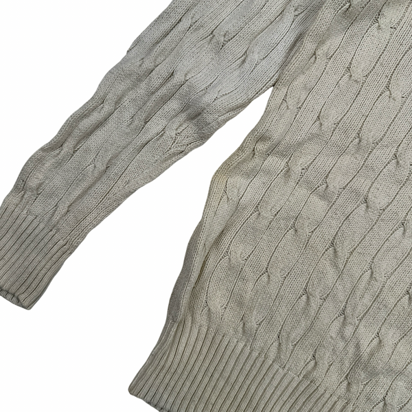 Ralph Lauren Cream Tussan Silk Knit Crewneck Jumper - Large