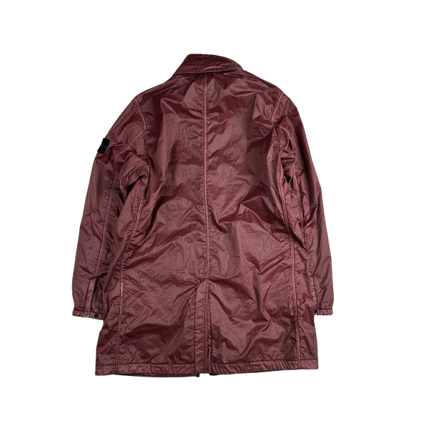 Stone Island 2019 Burgundy Lamy Flock Long Jacket - XL