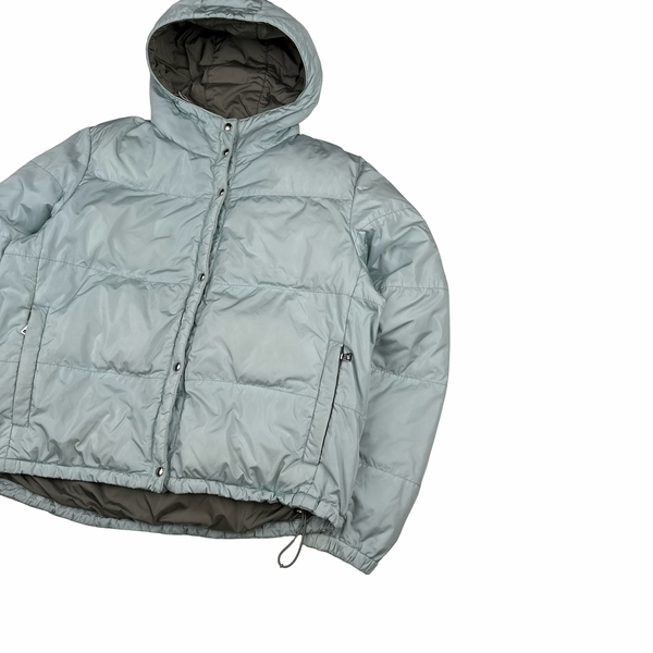 Prada Baby Blue Cuff Tab Zipped Puffer Jacket - Small