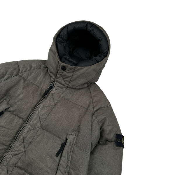 Stone Island 2019 Brown Lino Resinato Down -TC Puffer Jacket - Small