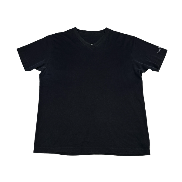 Stone Island 2008 Navy Cotton V Neck Spellout T Shirt - XXL
