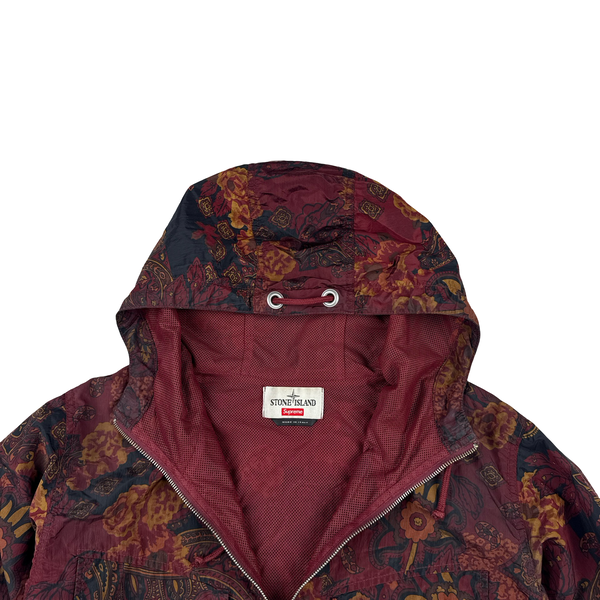 Stone Island X Supreme 2015 Nylon Metal 5C Printed Anorak Red Jacket - Small