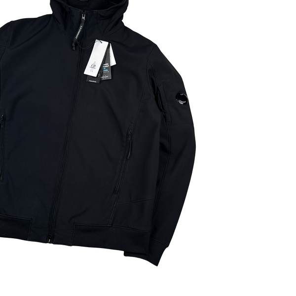 CP Company Black Soft Shell R Goggle Hooded Zipped Jacket - XXL