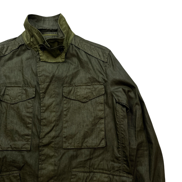 CP Company Green Lino Flax Multi Pocket Field Jacket - XL