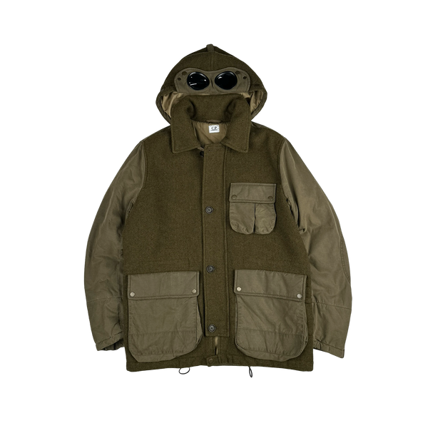 CP Company Khaki Multi Pocket Wool Goggle Jacket - Large