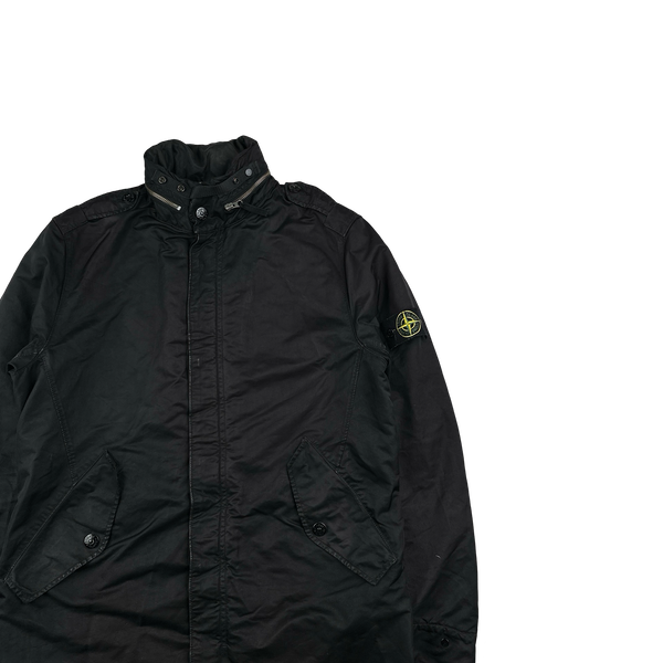 Stone Island Black David TC Long Parka Jacket - Medium