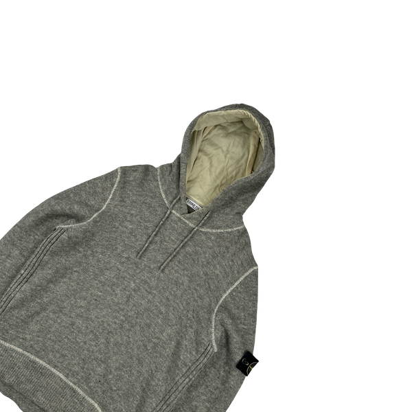 Stone Island 2007 Grey Wool Pullover Hoodie - Small