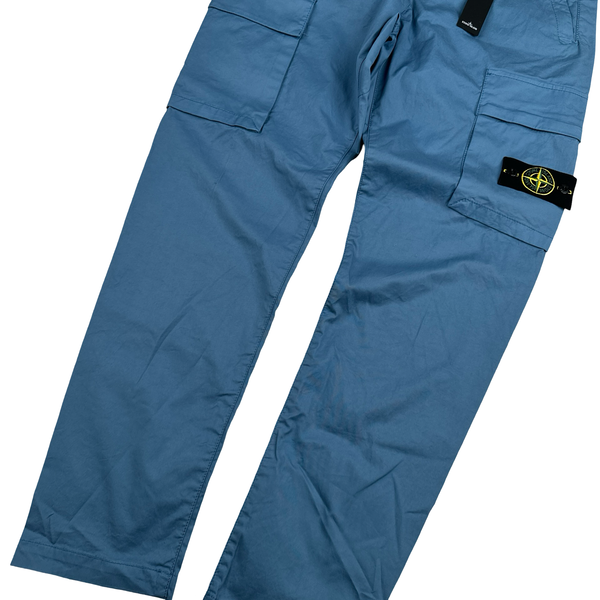 Stone Island 2022 Blue RE-T Cotton Cargo Trousers - Small