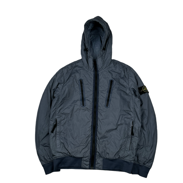 Stone Island 2022 Blue Crinkle R-NY Garment Dyed Jacket - Medium