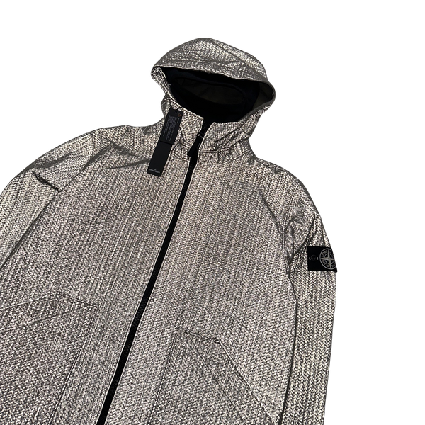 Stone Island 2022 Beige Needle Punched Reflective Balaclava Jacket - Medium