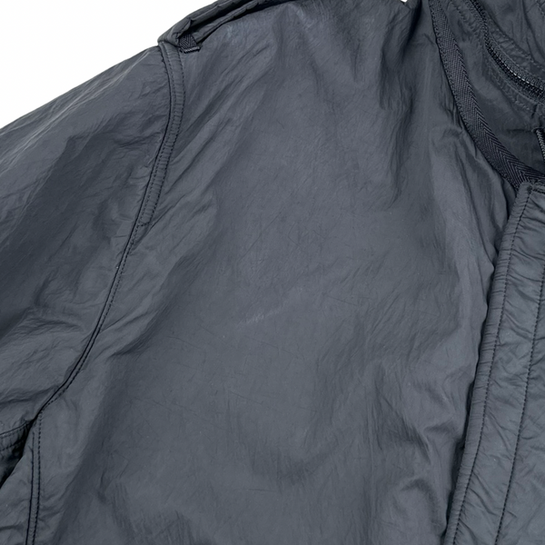 Stone Island 2010 Black Heavyweight Wool Lined Trench Coat - XL