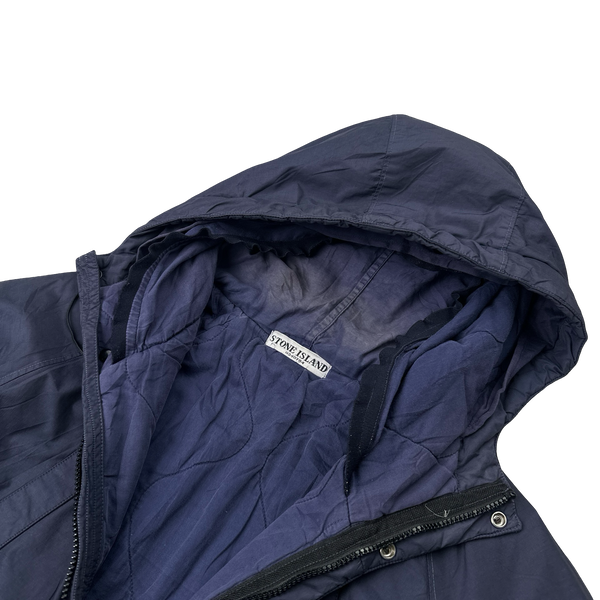 Stone Island Vintage 2003 Navy Quilted Nylon Hooded Jacket - Medium