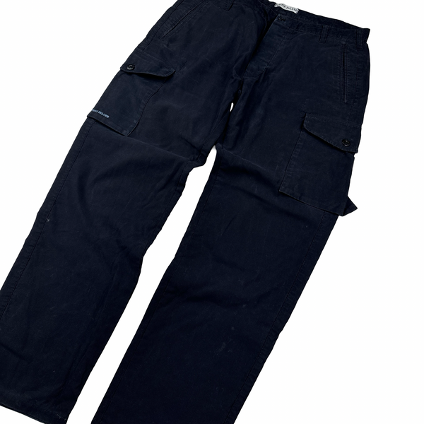Stone Island 1997 Navy Spellout Cargos Trousers - Large