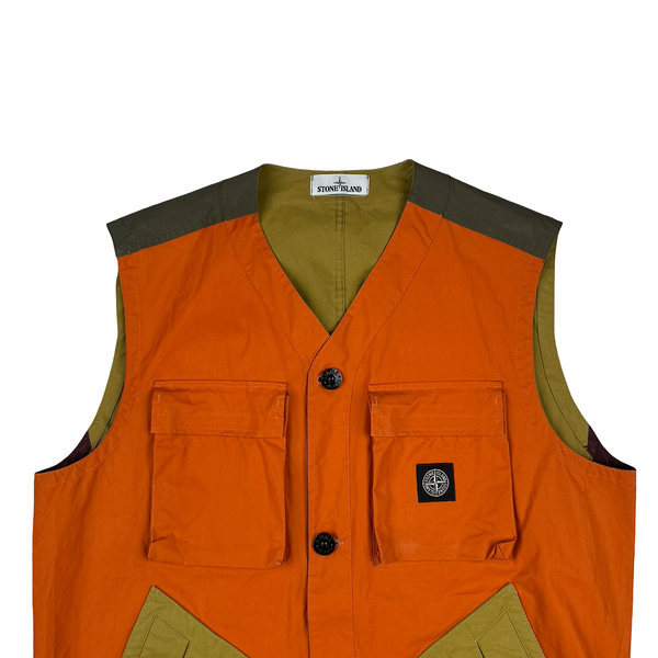 Stone Island 2019 Orange Tela Placcata Bicolore Vest -XXL