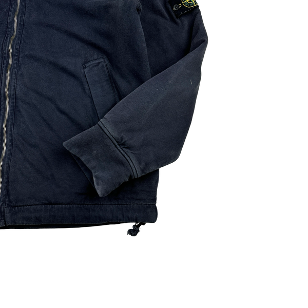 Stone Island 2005 Navy Felt Cotton Zipped Jacket - Large