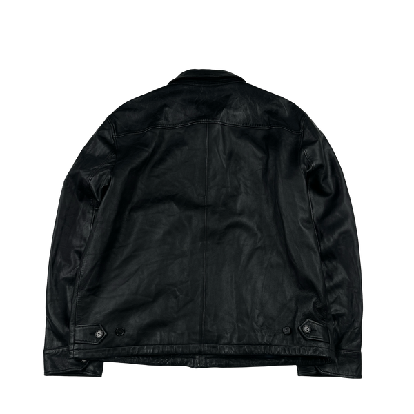 Ralph Lauren Black Heavyweight Leather Jacket - XL