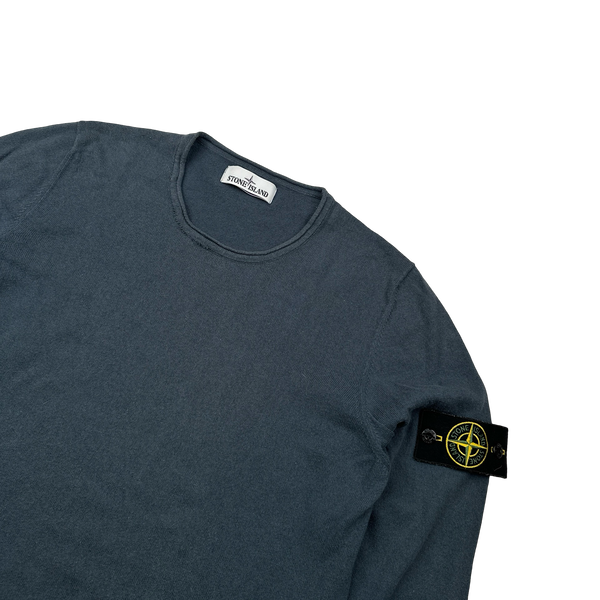 Stone Island 2018 Navy Fine Knit Cotton Crewneck Jumper - Small