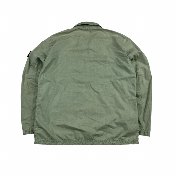 Stone Island 2022 Green Brushed Cotton Zipped Overshirt - XL