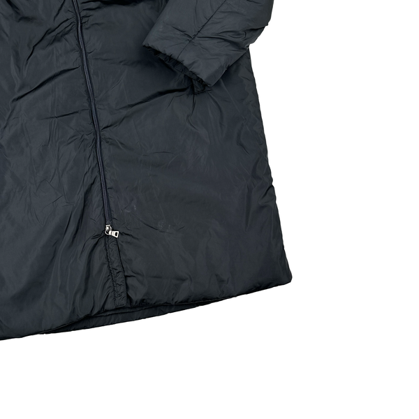 Prada Black Nylon Padded Hooded Long Jacket - Large