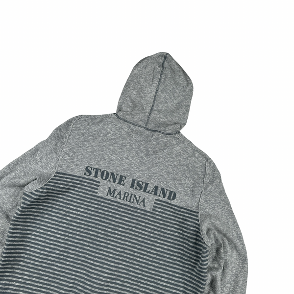 Stone Island 2017 Blue Marl Marina Cotton Lightweight Knit Zipped Hoodie - Small