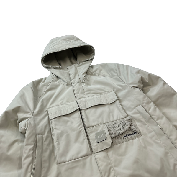 CP Company Cream Fleece Lined Heavyweight Dynatec Metropolis Jacket - Large