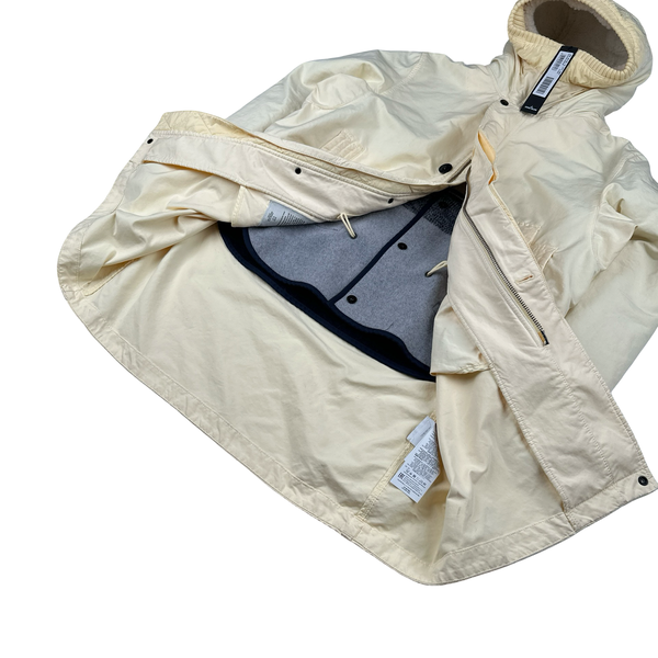 Stone Island 2021 Cream Garment Dyed David TC Long Parka Jacket - Medium