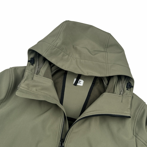 CP Company Khaki Green Fleece Lined Soft Shell Jacket - Large