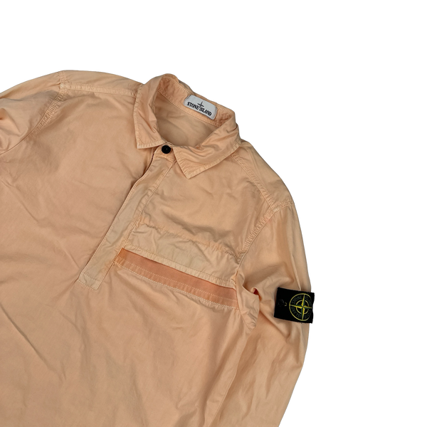 Stone Island 2018 Peach Cotton Pullover Smock Overshirt - Large