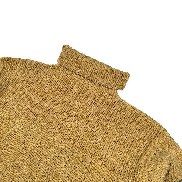 Stone Island 1994 Yellow Chenille Knit Vintage Roll Neck Jumper - Large