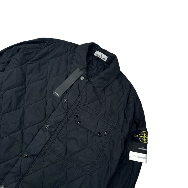 Stone Island 2022 Black 50 Fili Quilted TC Jacket - Large