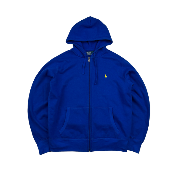 Ralph Lauren Blue Cotton Zipped Hoodie - Medium