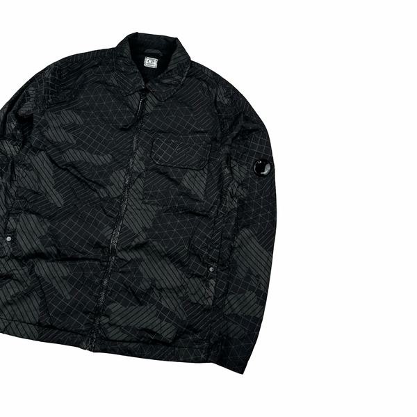 CP Company Black Grey Camo Net Overshirt Jacket - Large