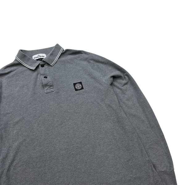 Stone Island Grey Cotton Long Sleeve Polo Shirt - XXL