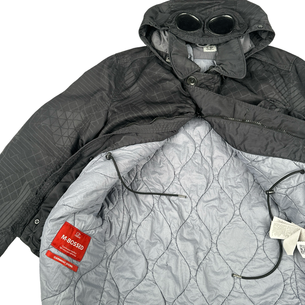 CP Company Black M Bossed Quilted Goggle Jacket - Small