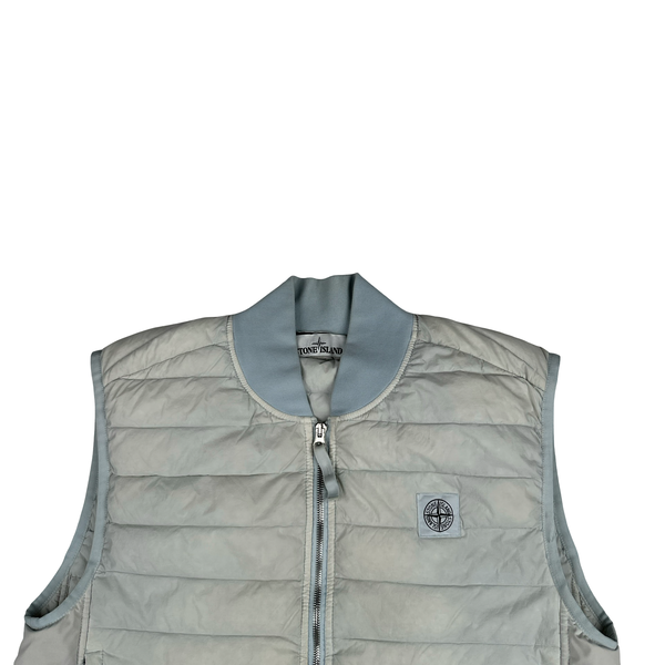 Stone Island 2019 Baby Blue Loom Woven Down Chambers Stretch Nylon TC Gilet - Medium
