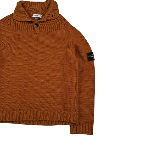 Stone Island 2002 Rust Orange Wool Blend Knit Jumper - Large