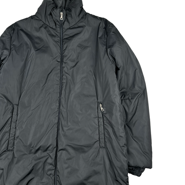 Prada Black Nylon Padded Long Jacket - Small