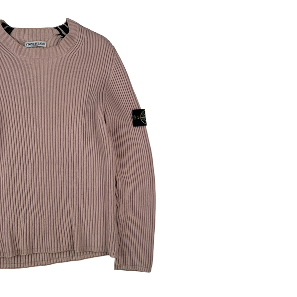 Stone Island 2005 Pink Thick Ribbed Pullover Jumper - Small