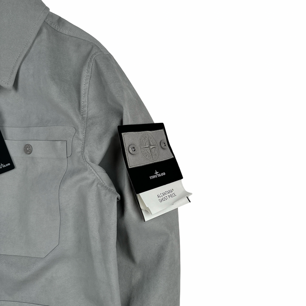 Stone Island 2025 Grey Alcantara Suede Ghost Piece Overshirt Jacket - Medium