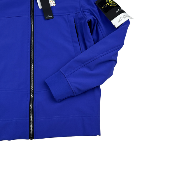 Stone Island 2021 Blue Soft Shell E Dye Hooded Jacket - Small