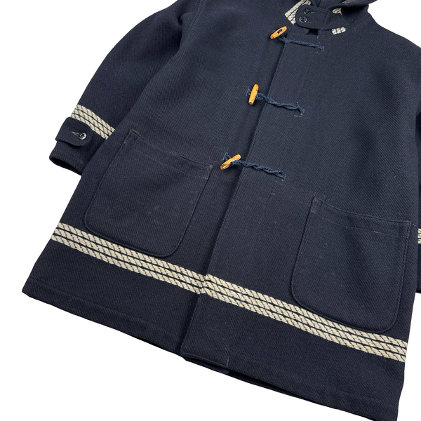 Stone Island 1988 Spellout Black Montgomery Duffle Coat - Large