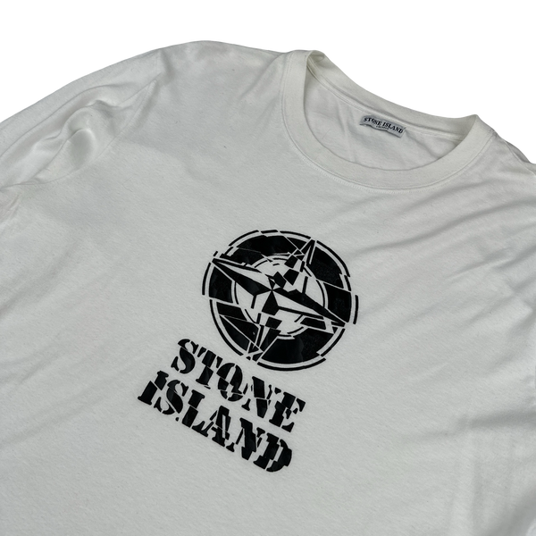 Stone Island 2008 White Graphic Compass Longsleeve Shirt - XL