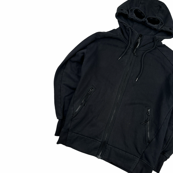 CP Company Black Goggle Cotton Zip Up Hoodie - Small