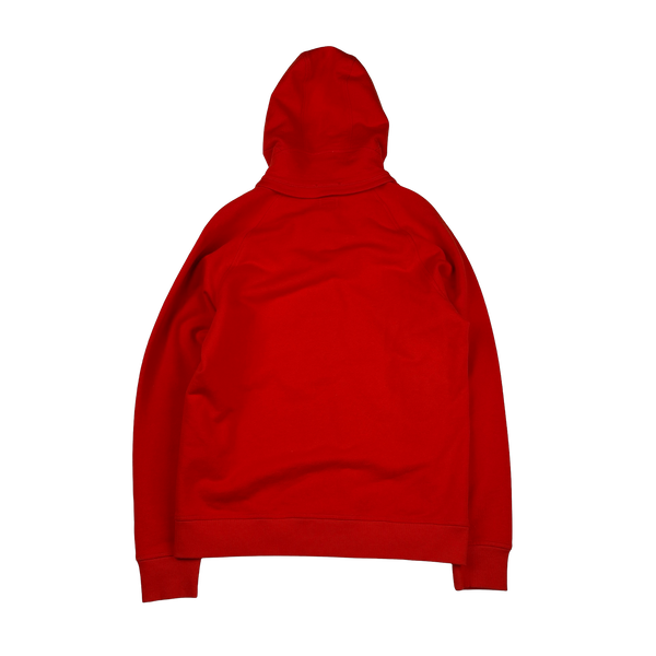 CP Company Metropolis Red Cotton Spellout Zipped Hoodie - Large