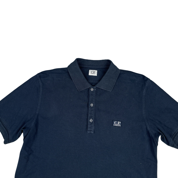 CP Company Navy Cotton Polo Shirt - Large