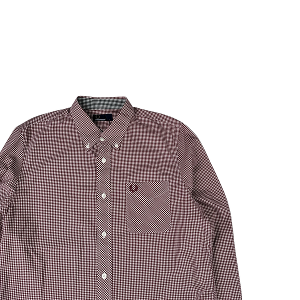 Fred Perry Burgundy Gingham Buttoned Shirt - Large
